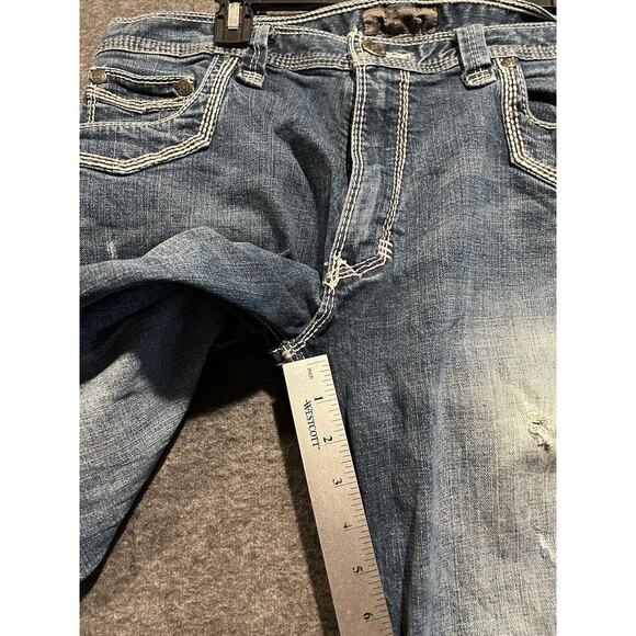 Decree Jeans Mens 34x30 Blue Distressed Bootcut Regular Fit Denim BKE Y2K - Picture 3 of 12